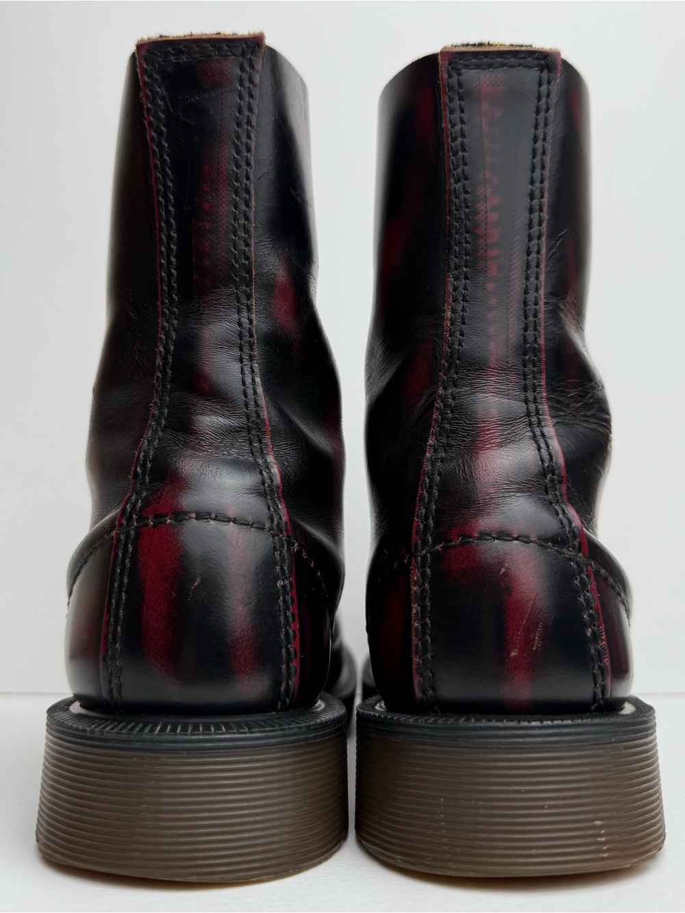 Vintage Dr. Martens 10 Eye Oxblood Red Black Rub Off Steel Toe MIE Boots UK 5 - Picture 11 of 16